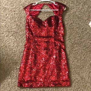 Red sequin dress